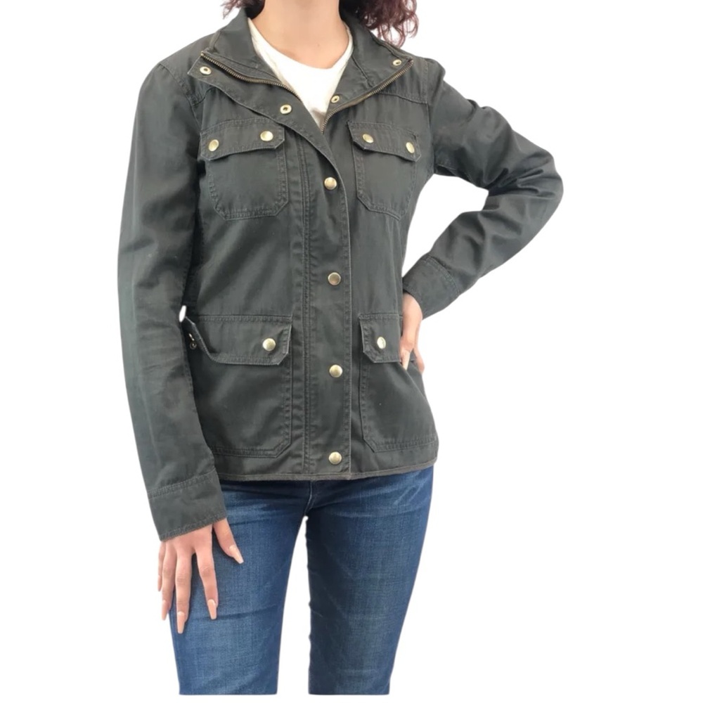J.Crew “Boyfriend” Field Jacket – Olive Utility, Gold Snaps, Size XXS